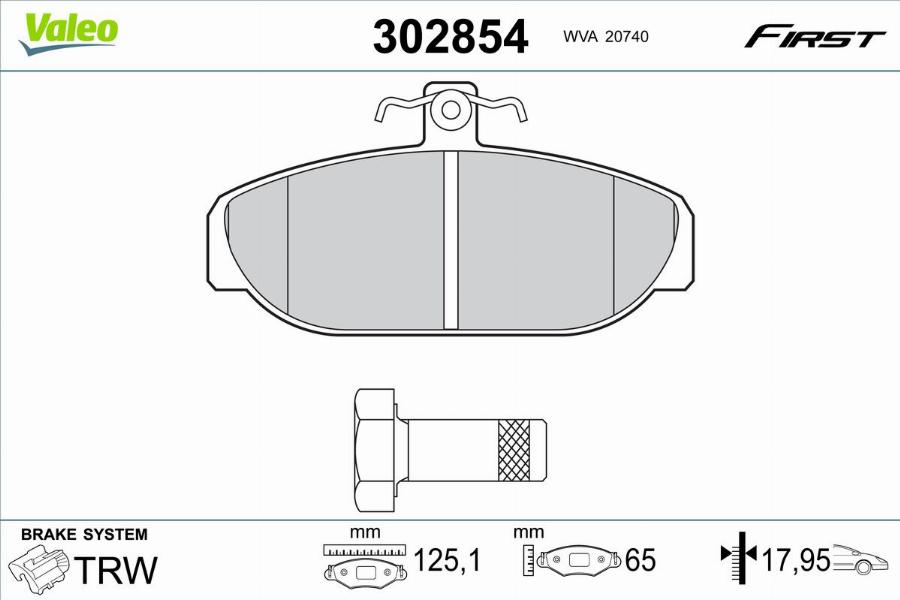 Valeo 302854 - Kit de plaquettes de frein, frein à disque cwaw.fr