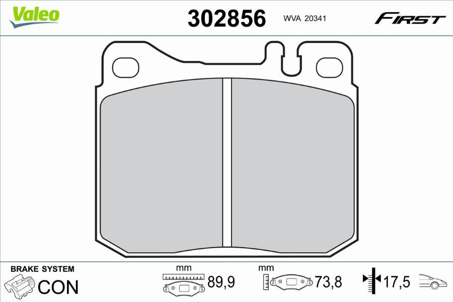 Valeo 302856 - Kit de plaquettes de frein, frein à disque cwaw.fr