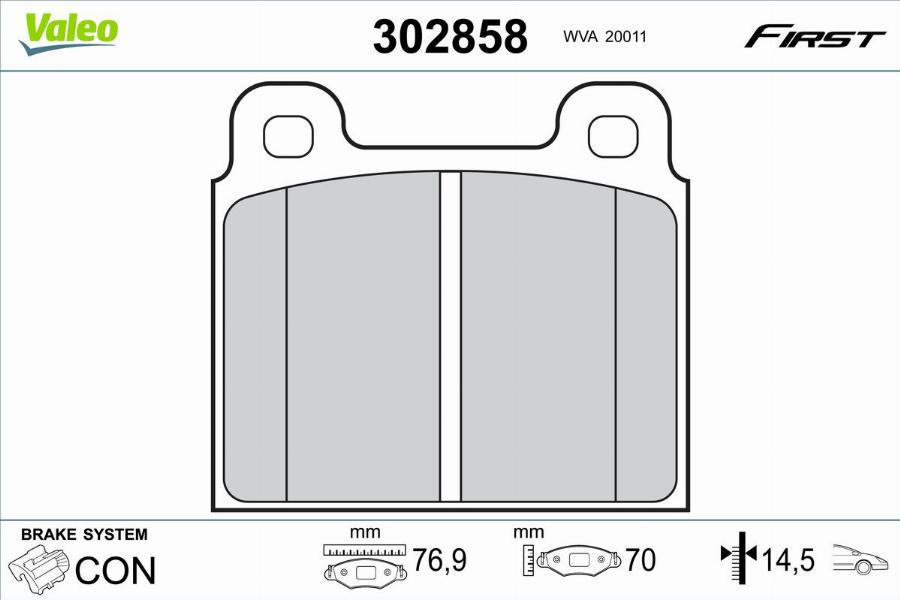 Valeo 302858 - Kit de plaquettes de frein, frein à disque cwaw.fr