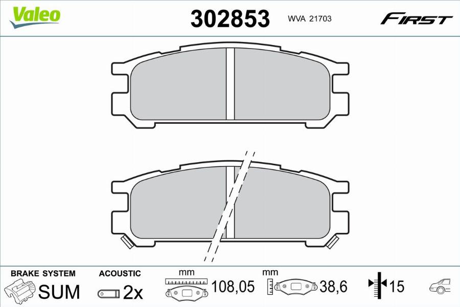 Valeo 302853 - Kit de plaquettes de frein, frein à disque cwaw.fr