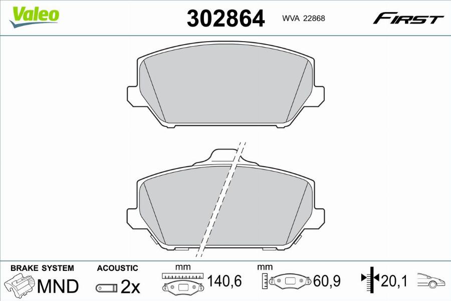 Valeo 302864 - Kit de plaquettes de frein, frein à disque cwaw.fr