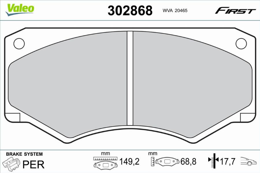 Valeo 302868 - Kit de plaquettes de frein, frein à disque cwaw.fr