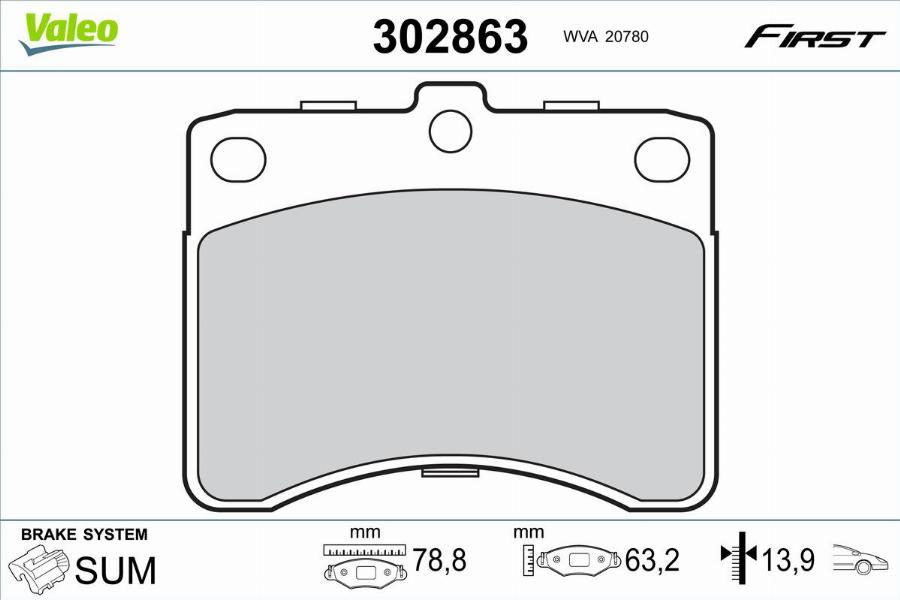 Valeo 302863 - Kit de plaquettes de frein, frein à disque cwaw.fr