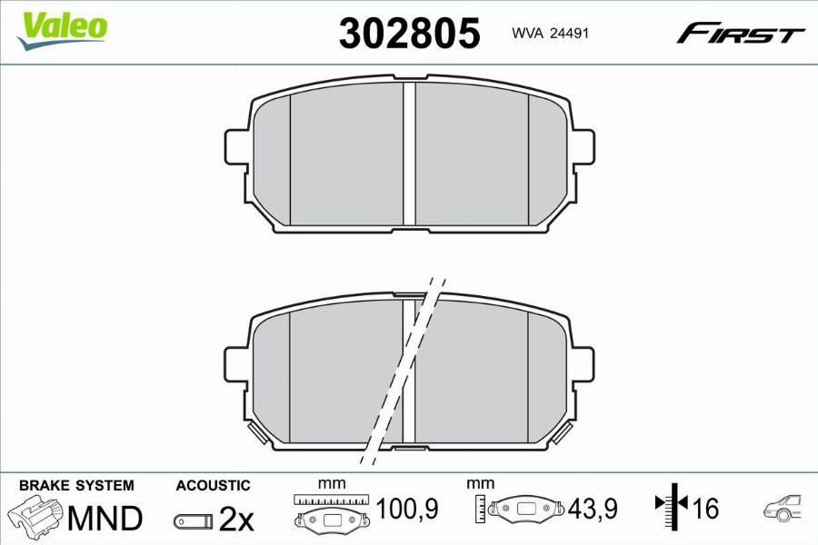 Valeo 302805 - Kit de plaquettes de frein, frein à disque cwaw.fr