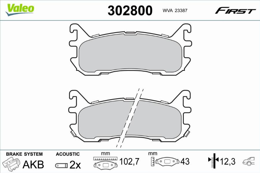 Valeo 302800 - Kit de plaquettes de frein, frein à disque cwaw.fr