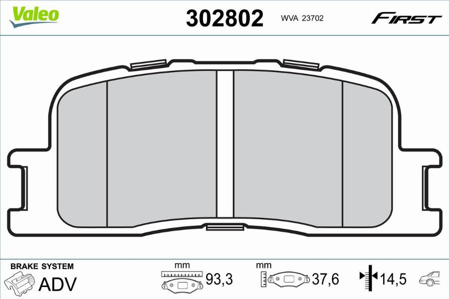 Valeo 302802 - Kit de plaquettes de frein, frein à disque cwaw.fr