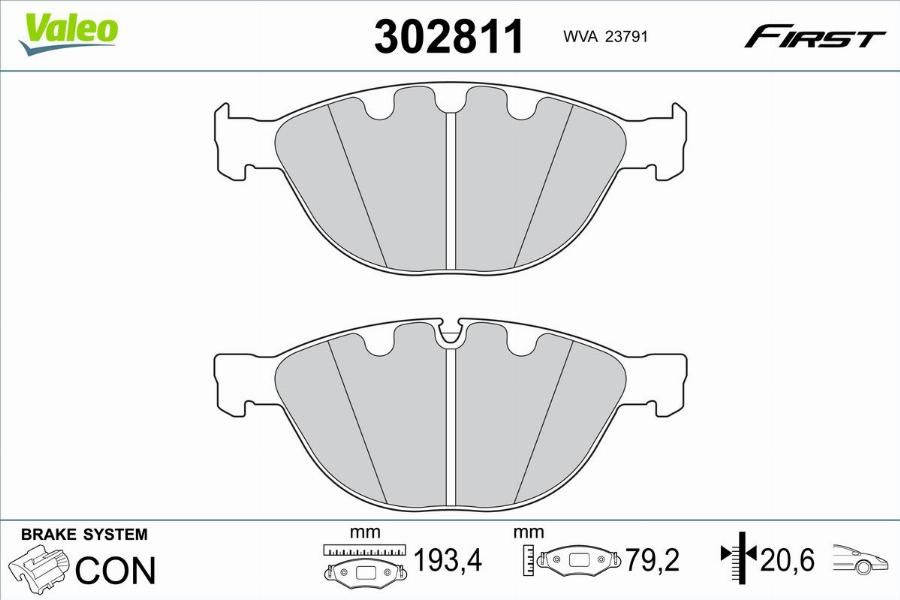 Valeo 302811 - Kit de plaquettes de frein, frein à disque cwaw.fr