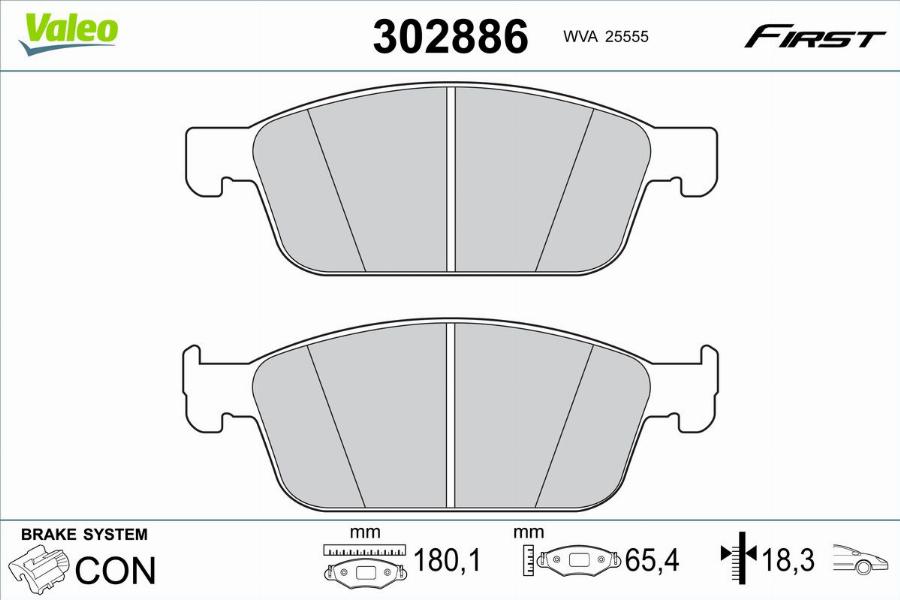 Valeo 302886 - Kit de plaquettes de frein, frein à disque cwaw.fr