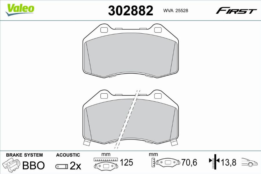 Valeo 302882 - Kit de plaquettes de frein, frein à disque cwaw.fr