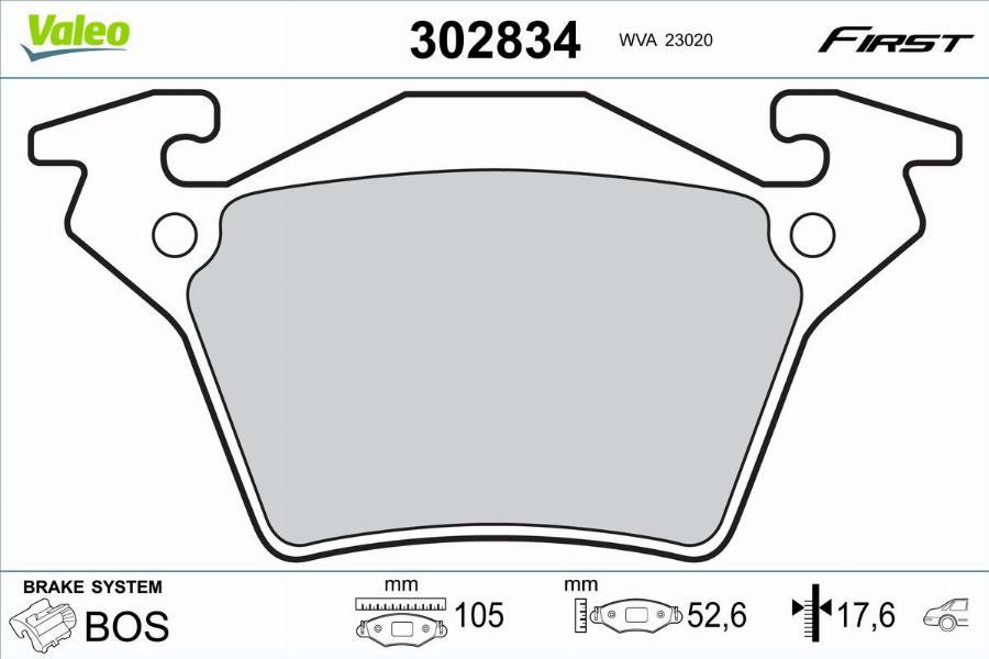 Valeo 302834 - Kit de plaquettes de frein, frein à disque cwaw.fr