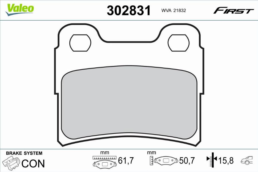 Valeo 302831 - Kit de plaquettes de frein, frein à disque cwaw.fr