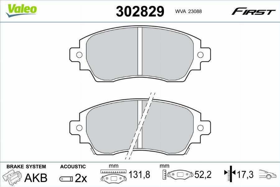 Valeo 302829 - Kit de plaquettes de frein, frein à disque cwaw.fr