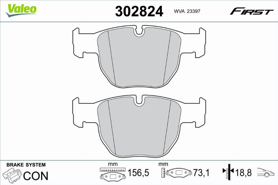 Valeo 302824 - Kit de plaquettes de frein, frein à disque cwaw.fr