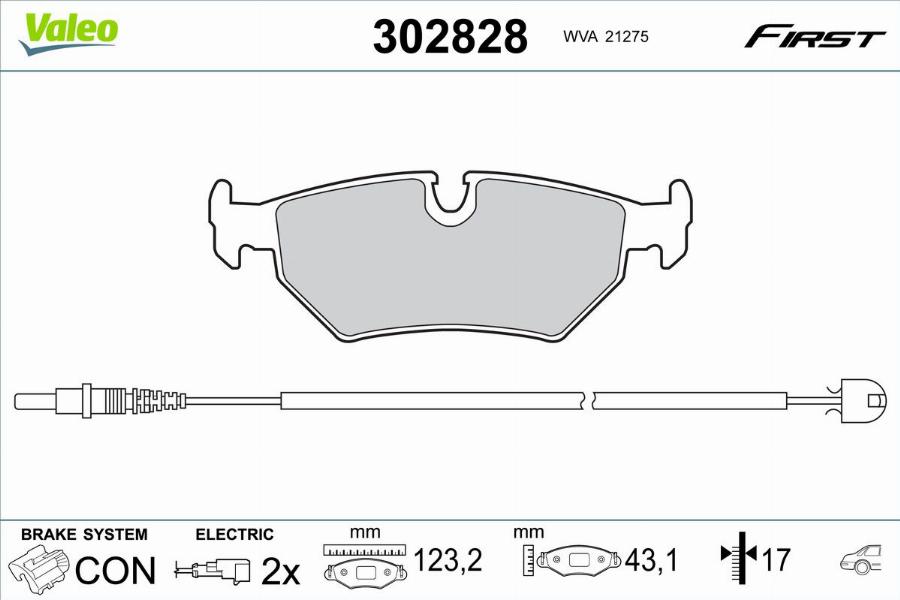 Valeo 302828 - Kit de plaquettes de frein, frein à disque cwaw.fr