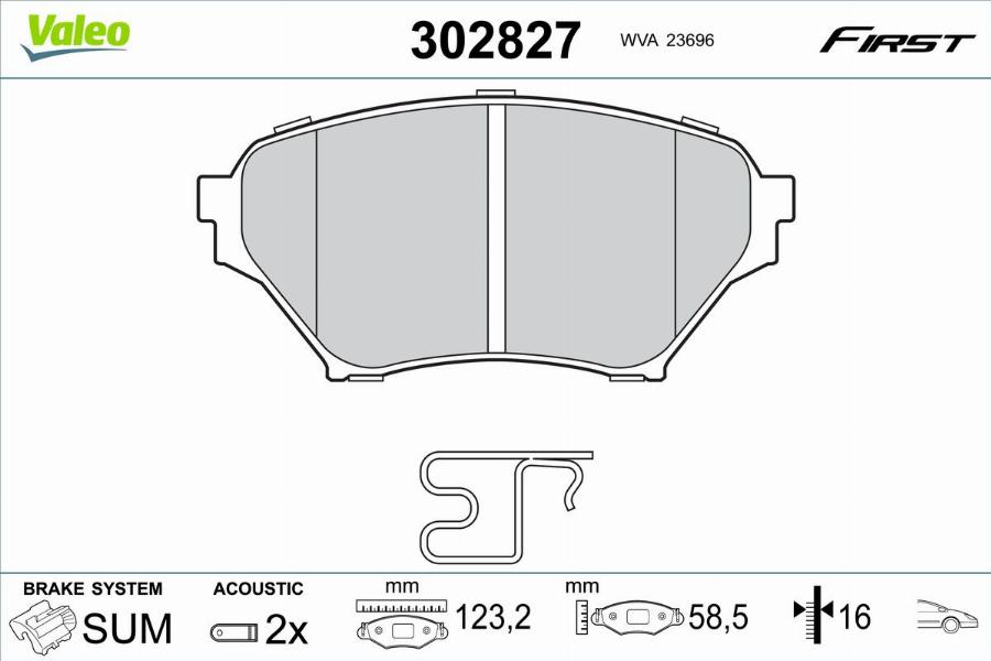 Valeo 302827 - Kit de plaquettes de frein, frein à disque cwaw.fr