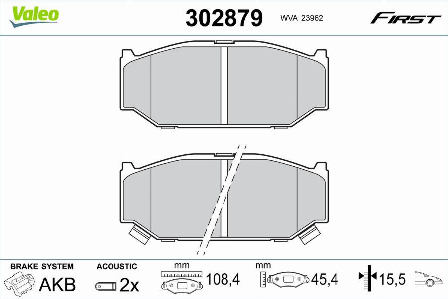 Valeo 302879 - Kit de plaquettes de frein, frein à disque cwaw.fr