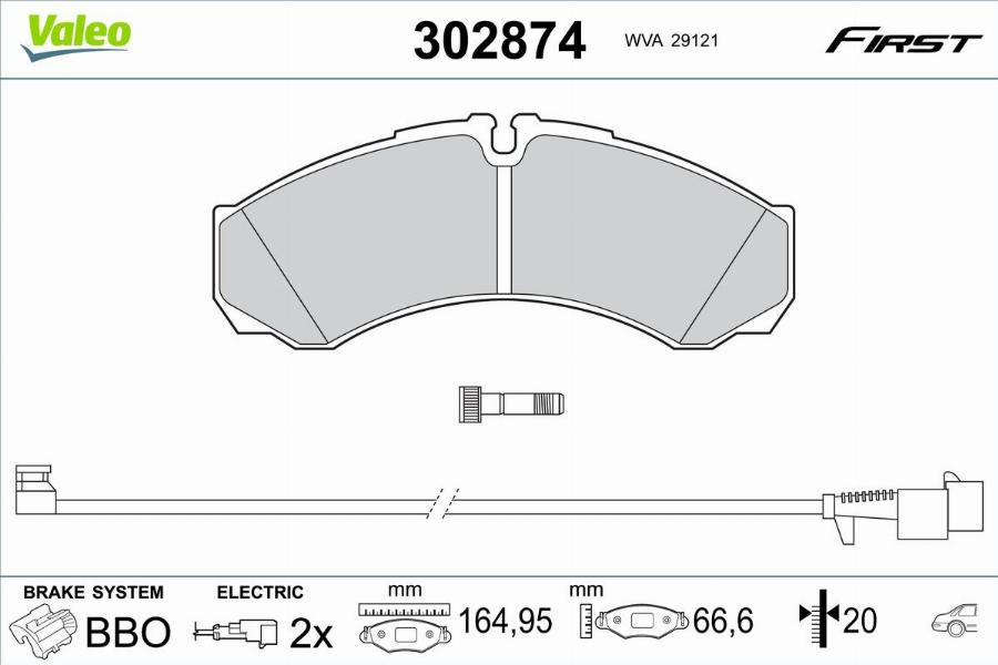 Valeo 302874 - Kit de plaquettes de frein, frein à disque cwaw.fr