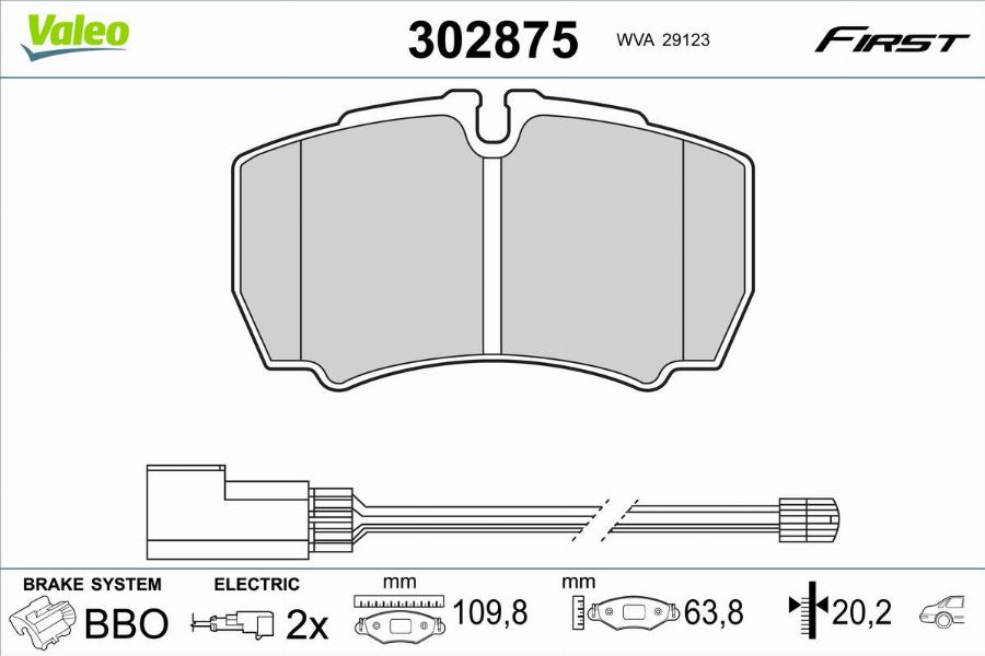 Valeo 302875 - Kit de plaquettes de frein, frein à disque cwaw.fr