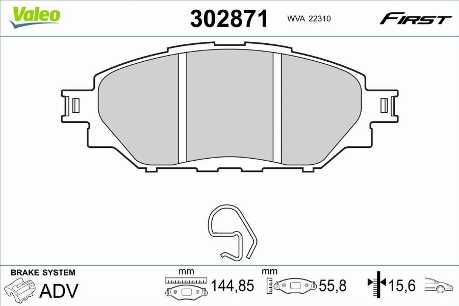 Valeo 302871 - Kit de plaquettes de frein, frein à disque cwaw.fr