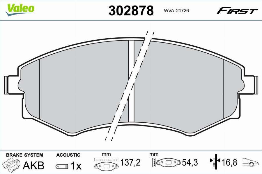 Valeo 302878 - Kit de plaquettes de frein, frein à disque cwaw.fr