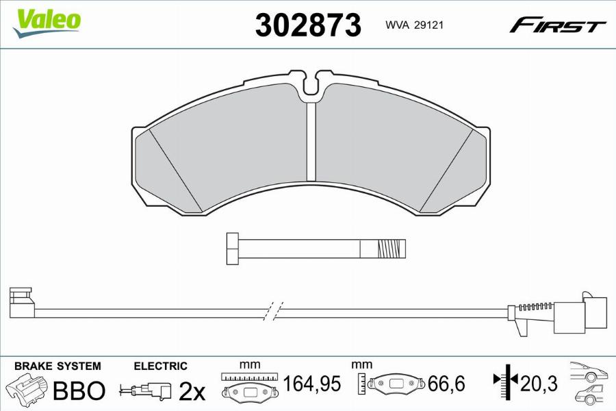 Valeo 302873 - Kit de plaquettes de frein, frein à disque cwaw.fr