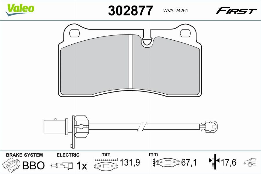 Valeo 302877 - Kit de plaquettes de frein, frein à disque cwaw.fr