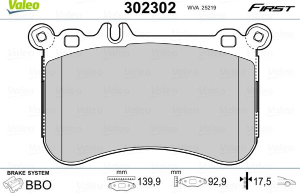 Valeo 302302 - Kit de plaquettes de frein, frein à disque cwaw.fr