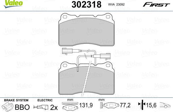 Valeo 302318 - Kit de plaquettes de frein, frein à disque cwaw.fr