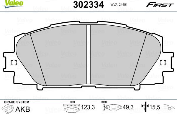 Valeo 302334 - Kit de plaquettes de frein, frein à disque cwaw.fr