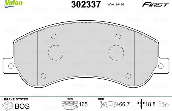 Valeo 302337 - Kit de plaquettes de frein, frein à disque cwaw.fr