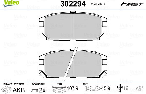 Valeo 302294 - Kit de plaquettes de frein, frein à disque cwaw.fr