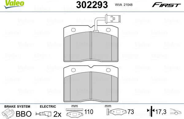 Valeo 302293 - Kit de plaquettes de frein, frein à disque cwaw.fr