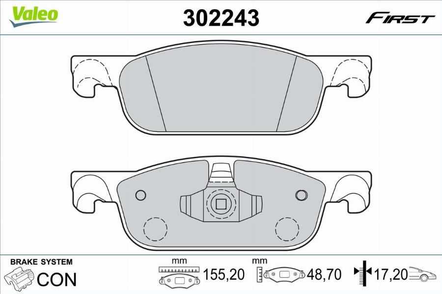 Valeo 302243 - Kit de plaquettes de frein, frein à disque cwaw.fr