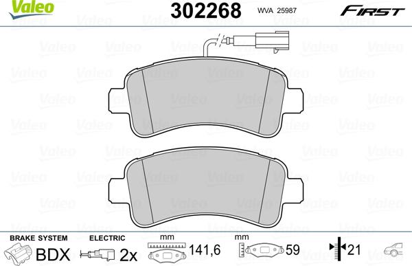 Valeo 302268 - Kit de plaquettes de frein, frein à disque cwaw.fr