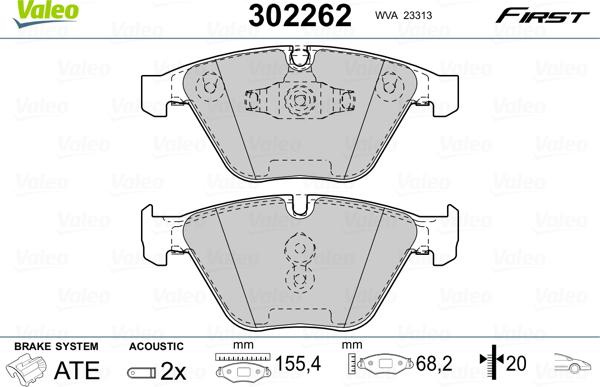 Valeo 302262 - Kit de plaquettes de frein, frein à disque cwaw.fr