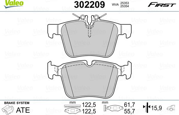 Valeo 302209 - Kit de plaquettes de frein, frein à disque cwaw.fr