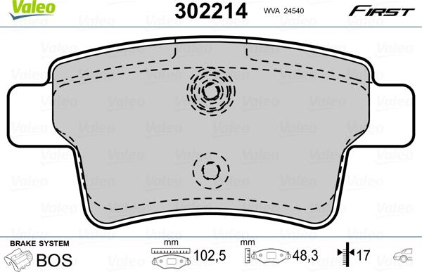 Valeo 302214 - Kit de plaquettes de frein, frein à disque cwaw.fr