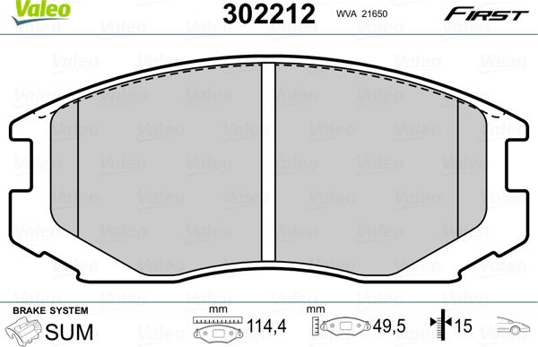 Valeo 302212 - Kit de plaquettes de frein, frein à disque cwaw.fr