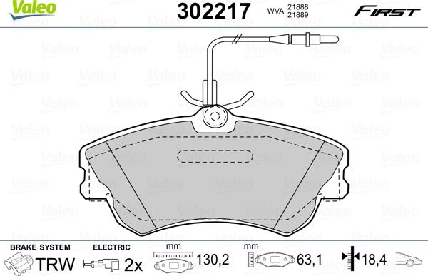 Valeo 302217 - Kit de plaquettes de frein, frein à disque cwaw.fr