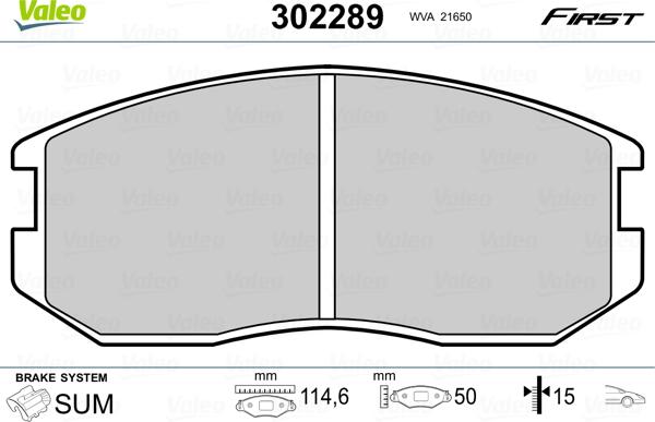 Valeo 302289 - Kit de plaquettes de frein, frein à disque cwaw.fr