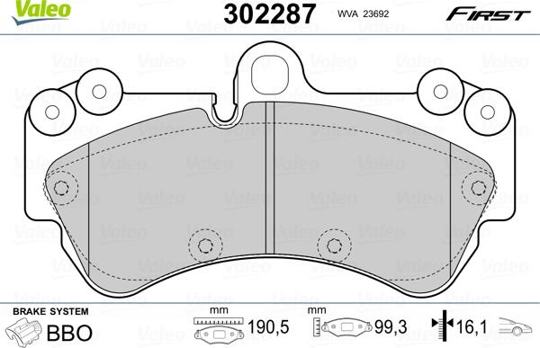 Valeo 302287 - Kit de plaquettes de frein, frein à disque cwaw.fr