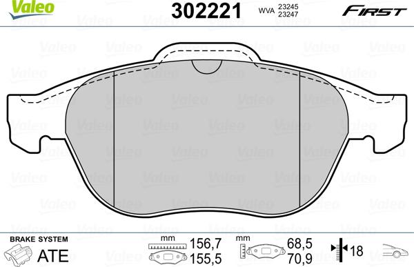 Valeo 302221 - Kit de plaquettes de frein, frein à disque cwaw.fr