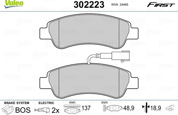 Valeo 302223 - Kit de plaquettes de frein, frein à disque cwaw.fr