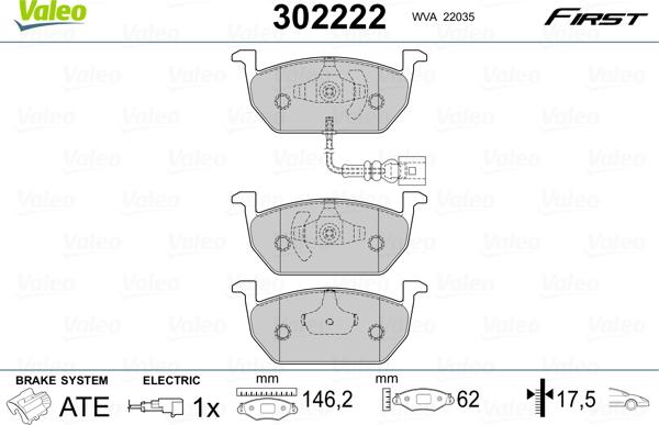 Valeo 302222 - Kit de plaquettes de frein, frein à disque cwaw.fr