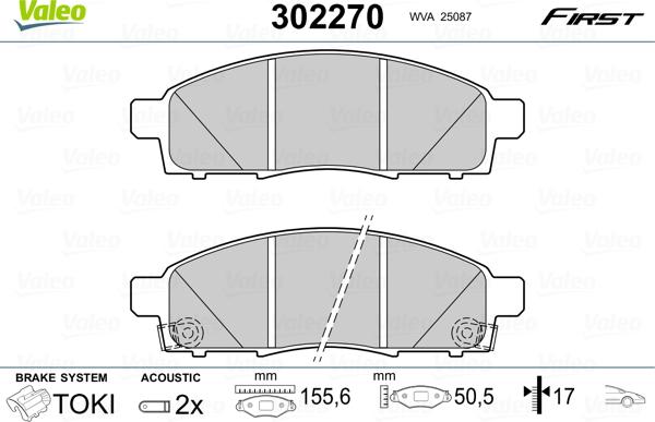 Valeo 302270 - Kit de plaquettes de frein, frein à disque cwaw.fr