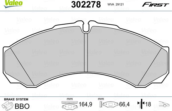 Valeo 302278 - Kit de plaquettes de frein, frein à disque cwaw.fr