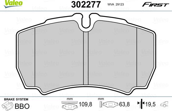 Valeo 302277 - Kit de plaquettes de frein, frein à disque cwaw.fr