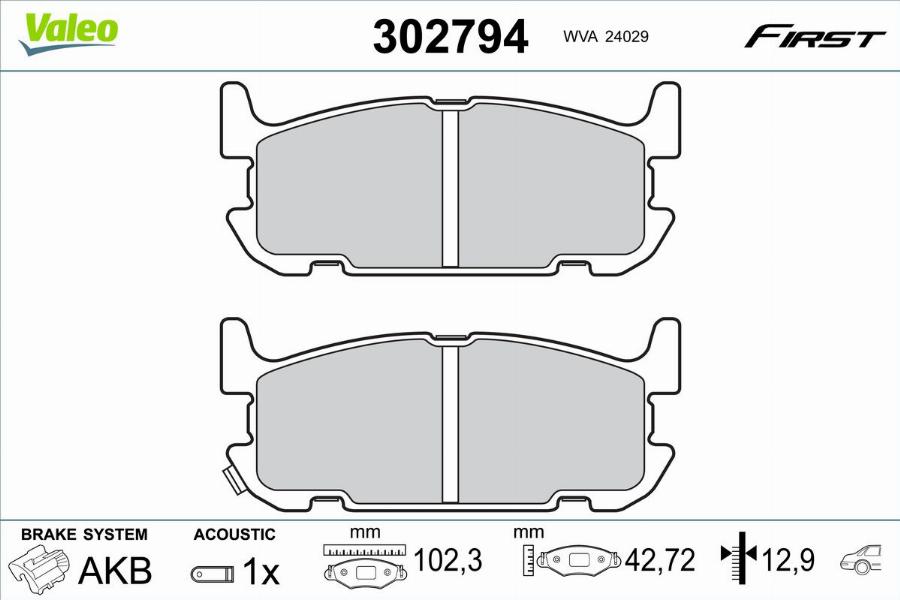 Valeo 302794 - Kit de plaquettes de frein, frein à disque cwaw.fr