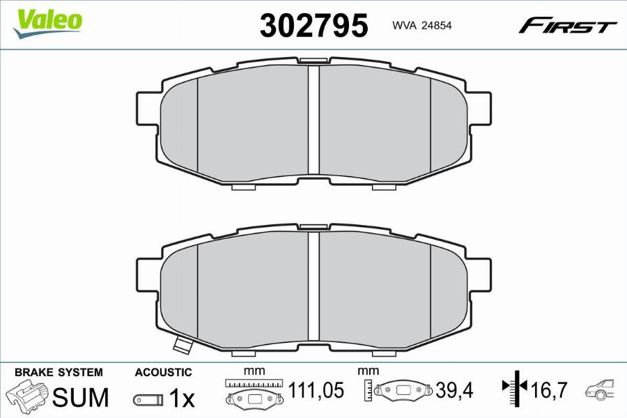 Valeo 302795 - Kit de plaquettes de frein, frein à disque cwaw.fr