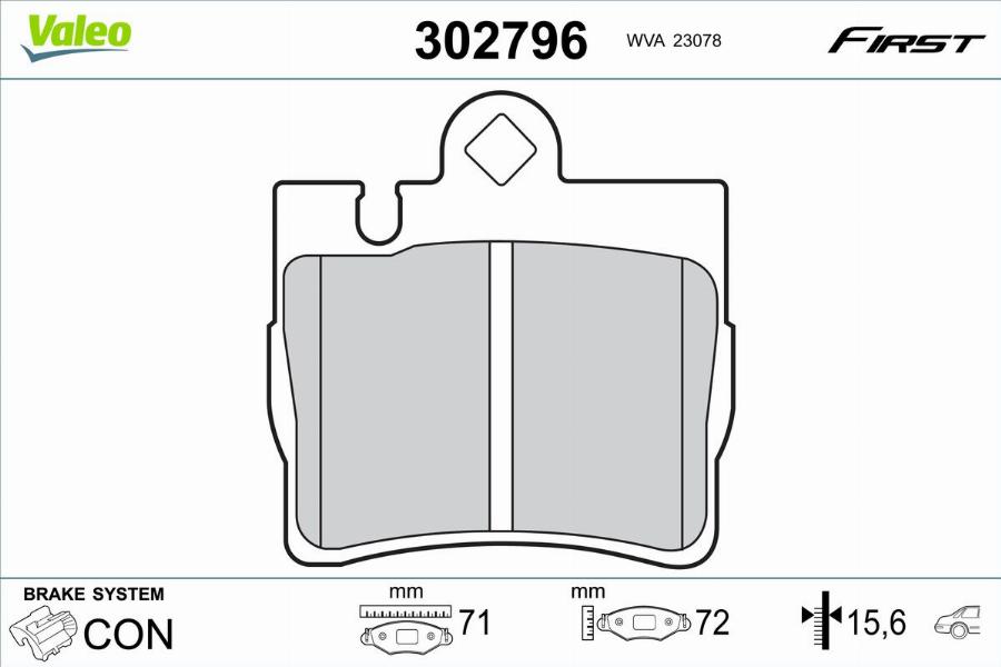 Valeo 302796 - Kit de plaquettes de frein, frein à disque cwaw.fr